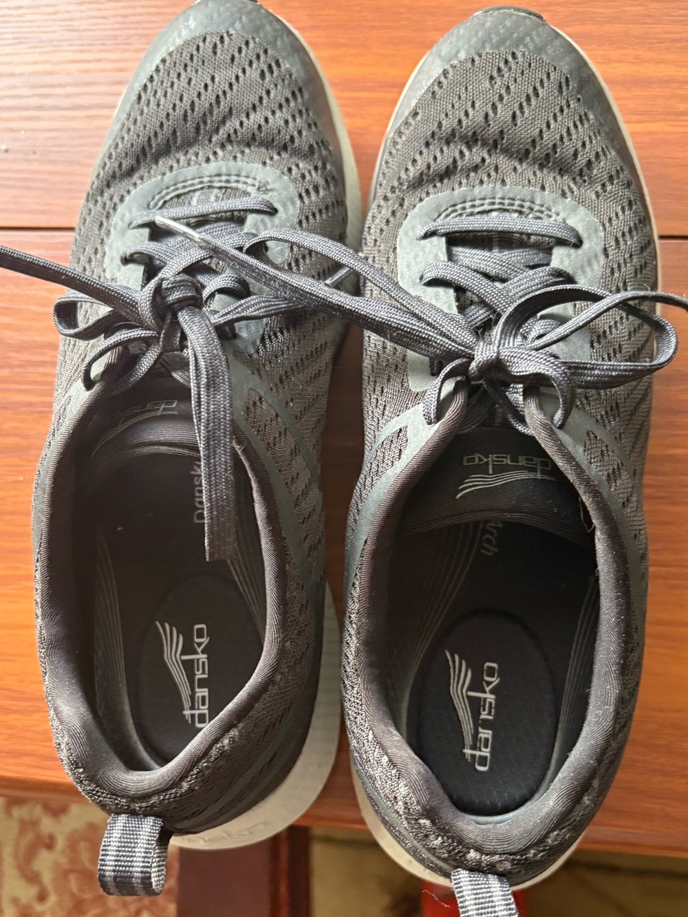 Dansko Black Knit Lace-Up Sneakers with White Soles